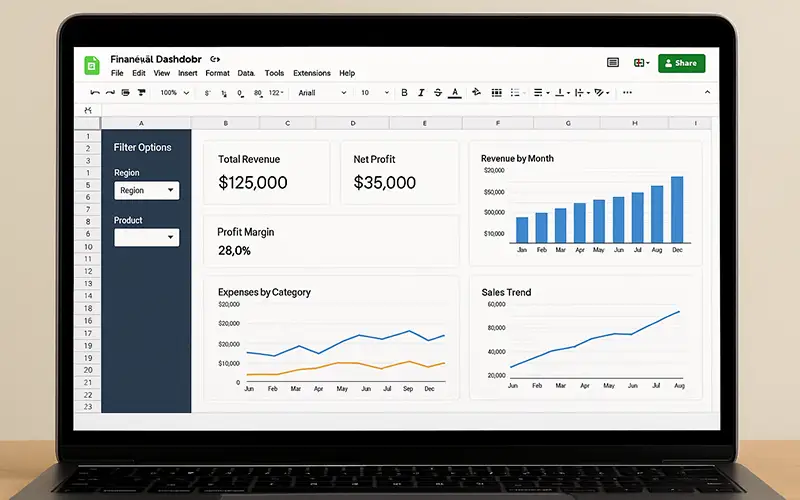 طراحی داشبورد مالی با گوگل شیت
